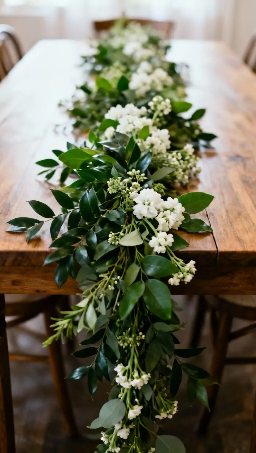 Botanical Garland Runner Down the Center of the Table