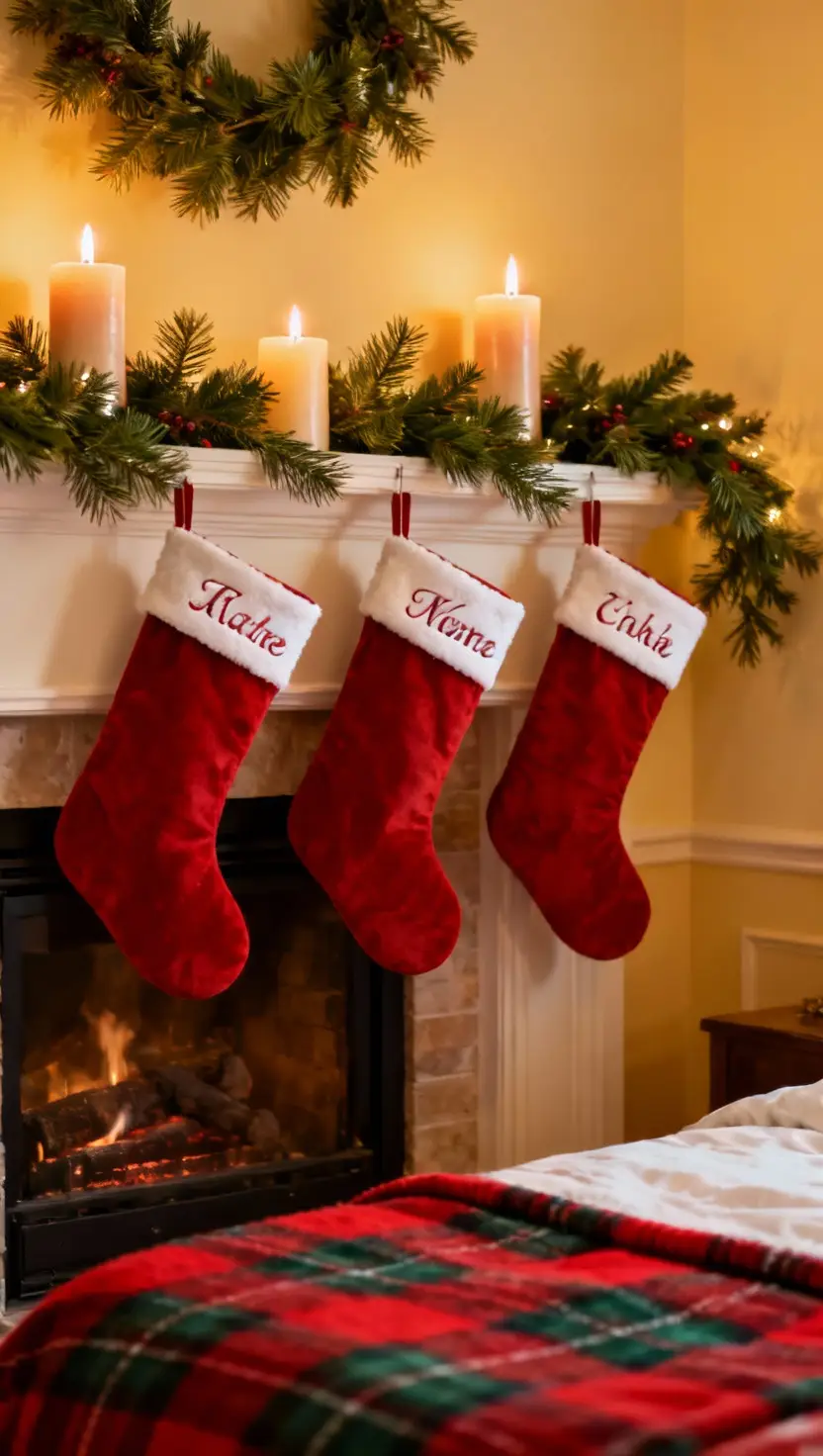 Christmas Decor for a Bedroom Fireplace