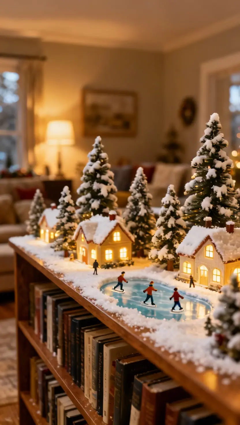 Christmas Village Displays on Shelves