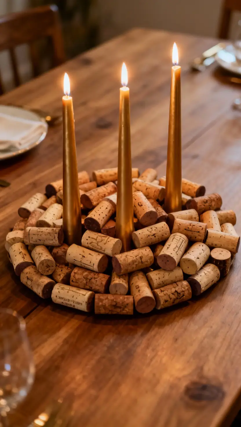 Cork and Candle Table Centerpiece