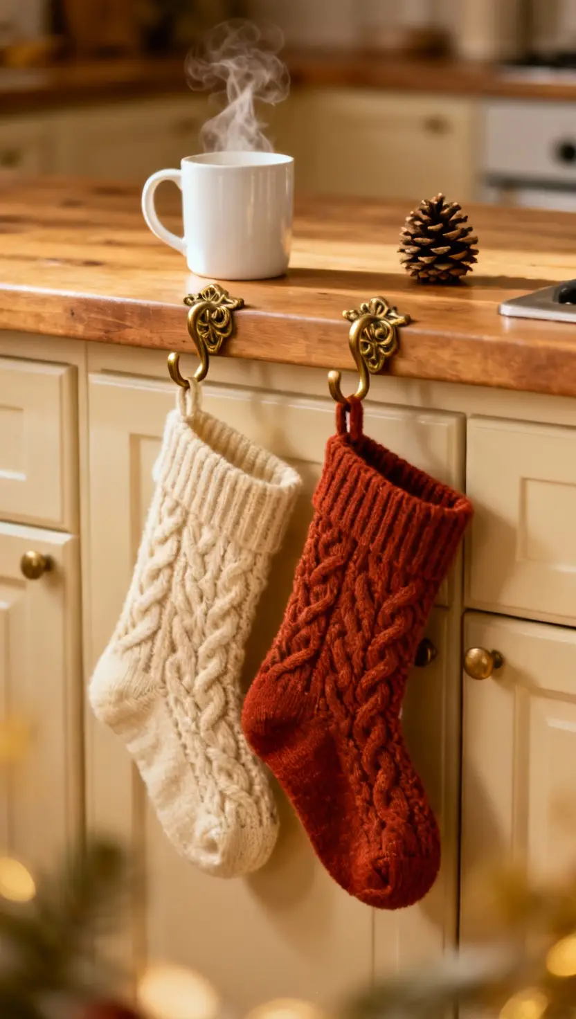 Cozy Knit Stocking Displays on Mantels
