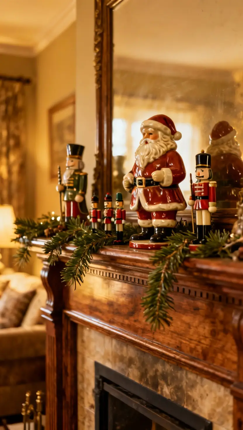 Decorated Mantelpieces With Holiday Figures