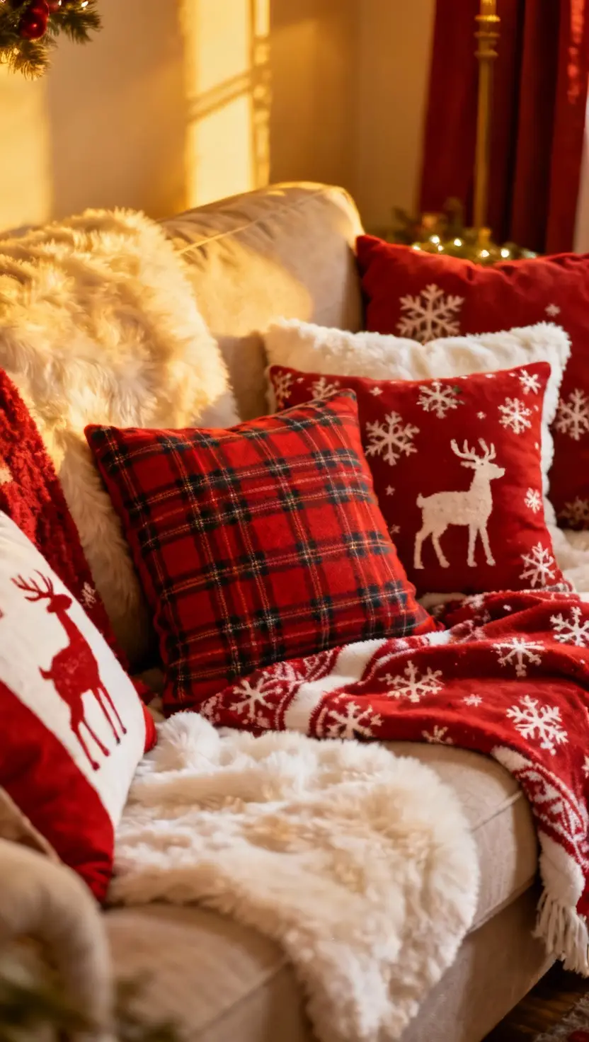 Festive Pillow and Blanket Arrangements