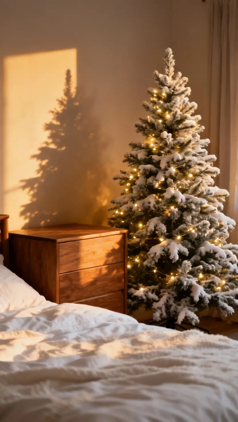 Flocked Christmas Bedroom Decor