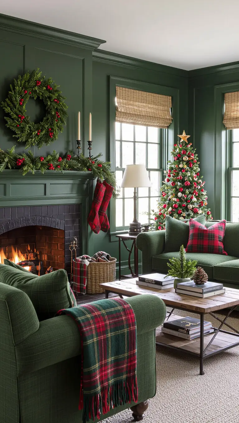 Green Plaid Living Room