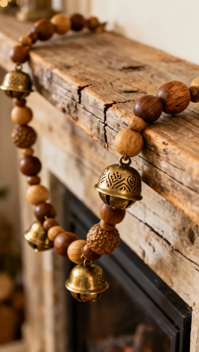 Jingle Bell Wood Bead Garland