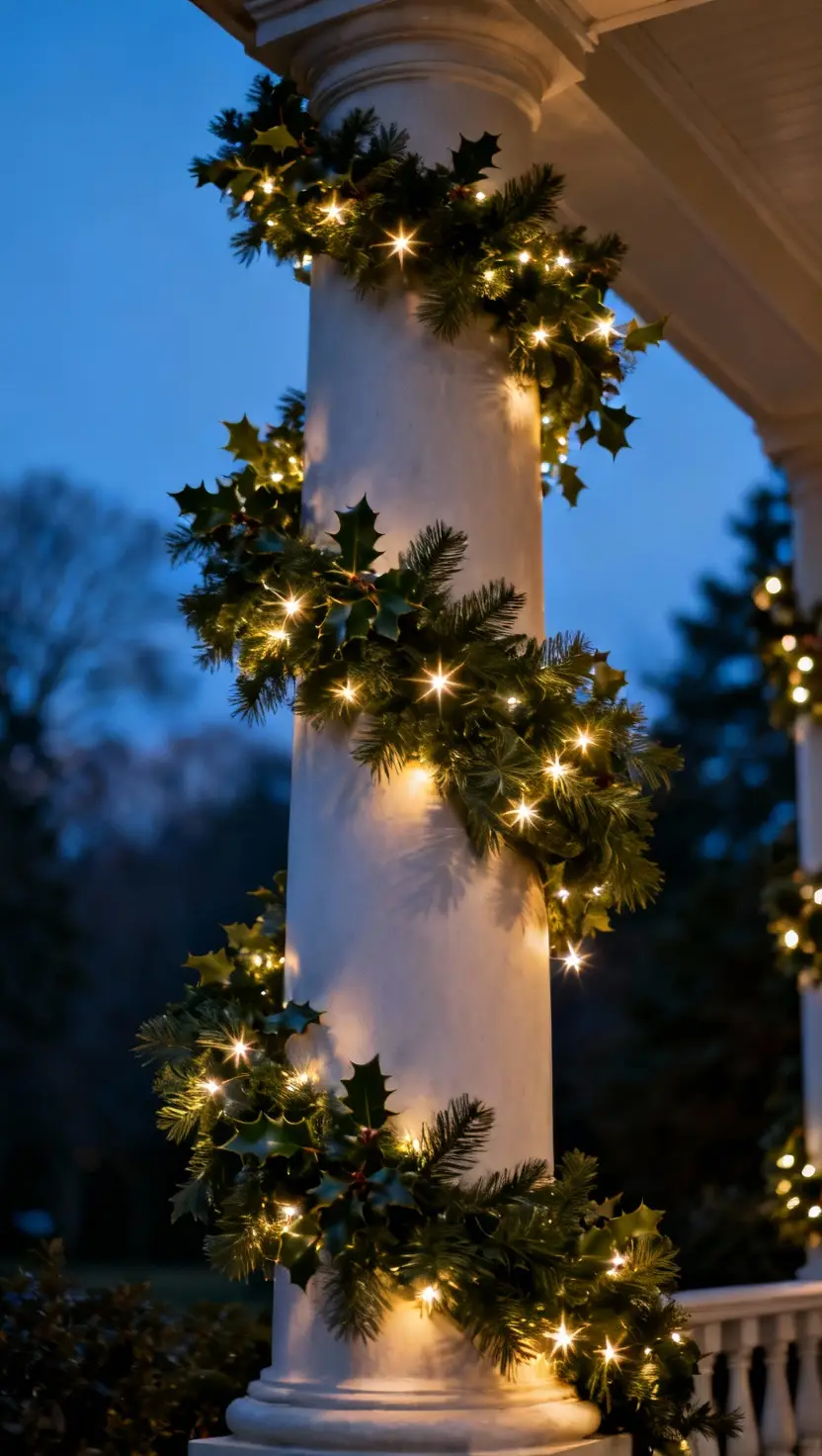 Lighted Porch Column Garlands
