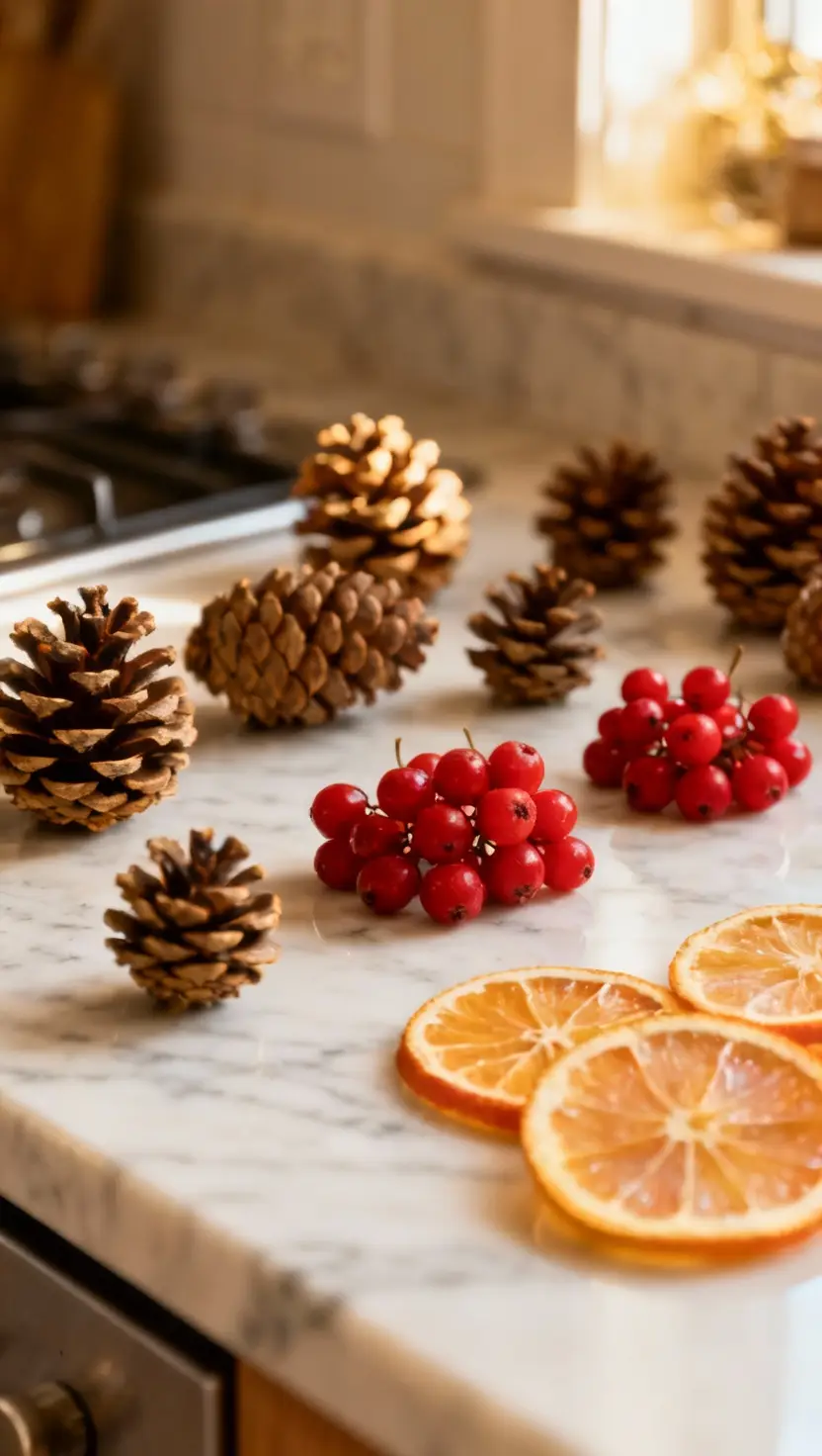 Natural Elements Like Pinecones and Berries