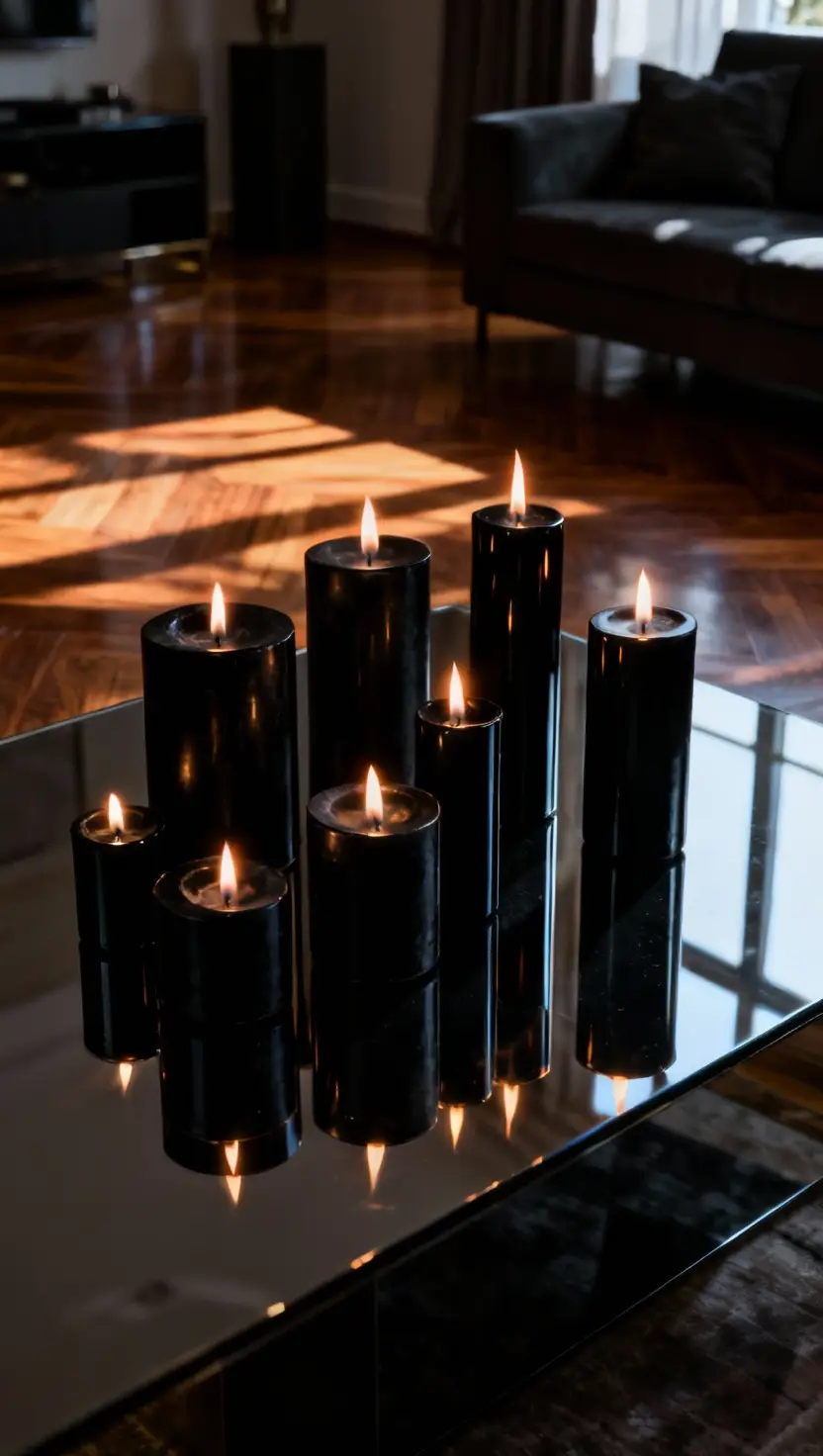 Obsidian Black Candles in Varying Heights