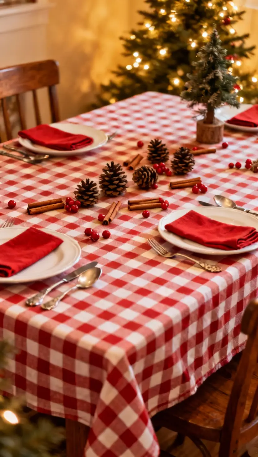 Red and White Gingham Tablecloth With Country Charm