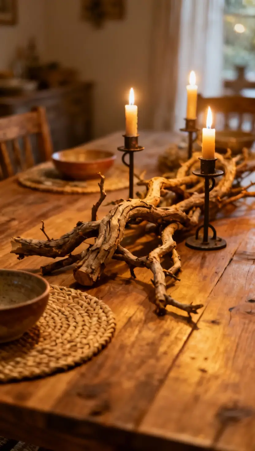 Rustic and Natural Christmas Candle Centerpiece
