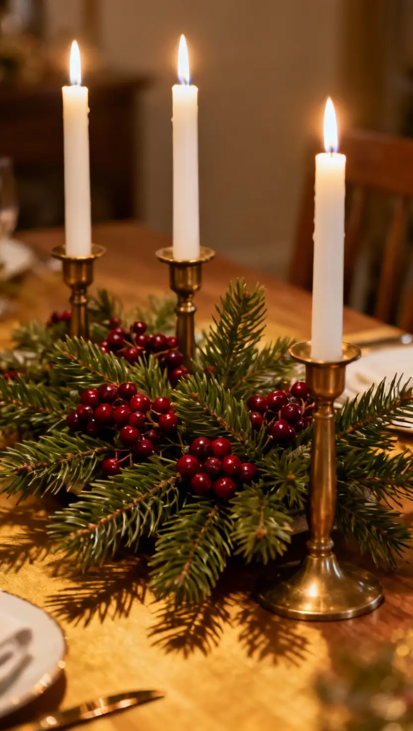 Table Centerpieces With Candles and Greenery