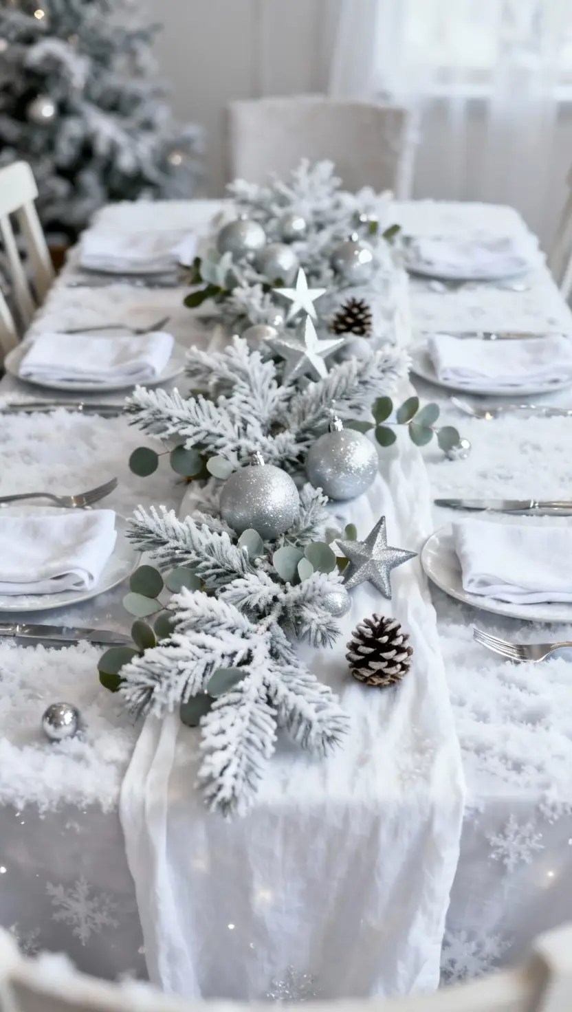 Winter Wonderland With White Frosted Everything and Silver Accents